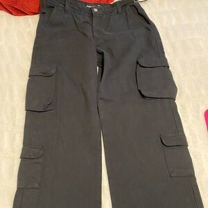 Black cargo straight leg pants